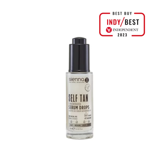 SELF TAN CONCENTRATED SERUM DROPS - 30MLThese 325+ drops of sunshine can be added to your AM or PM moisturiser, with a luxury buildable formula that you can reapply ‘til you reach the glow you love. Skin stays hydrated thanks to a blend of Shea Butter and Vitamin E while a radiant, holiday-looking glow develops in just a few short hours.